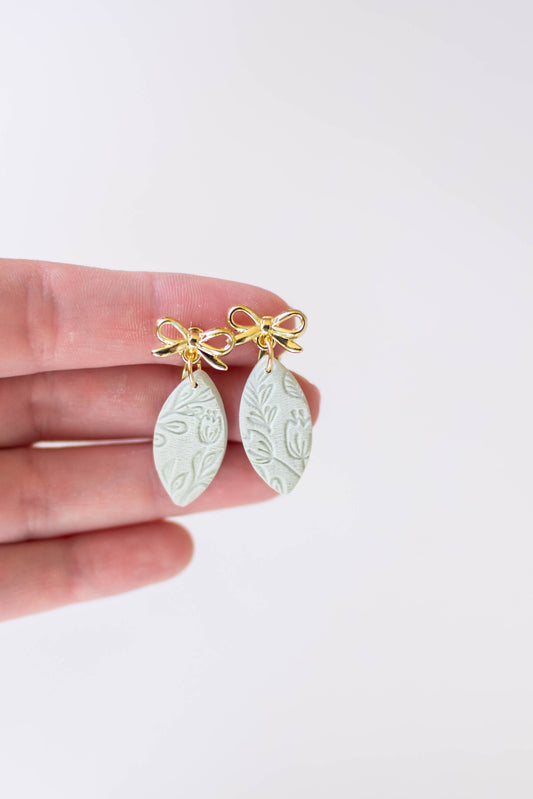 Handmade Bow and Floral CLIP-ON Earrings