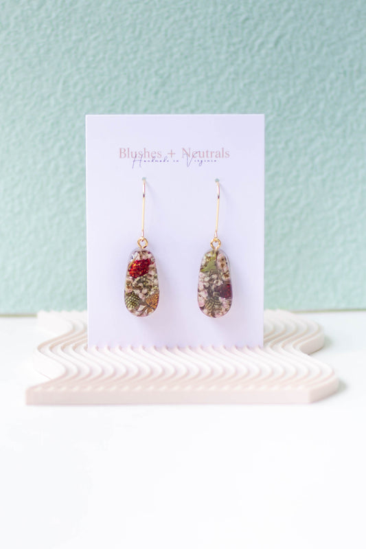 Pressed Flower and Dried Strawberry Earrings