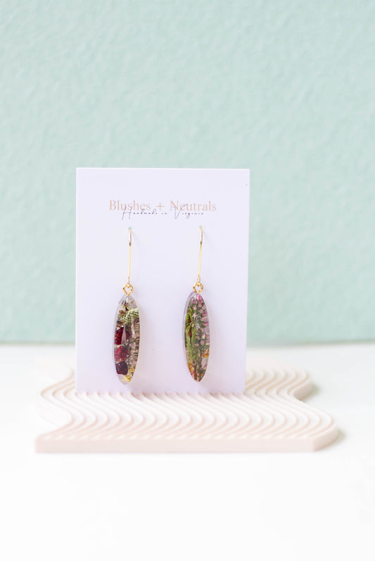 Pressed Florals and Dried Strawberry Earrings
