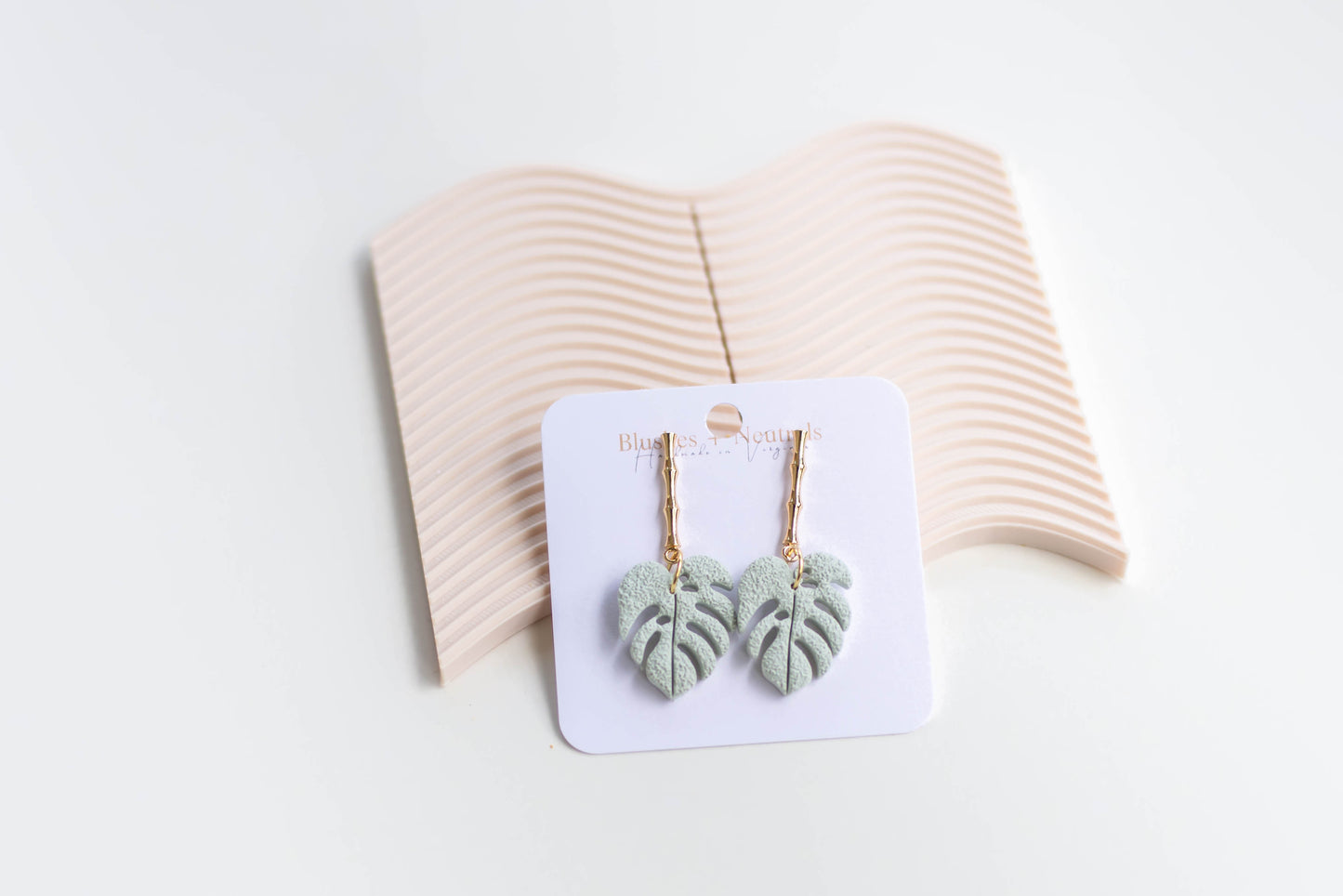 Textured Monstera Clay Earrings