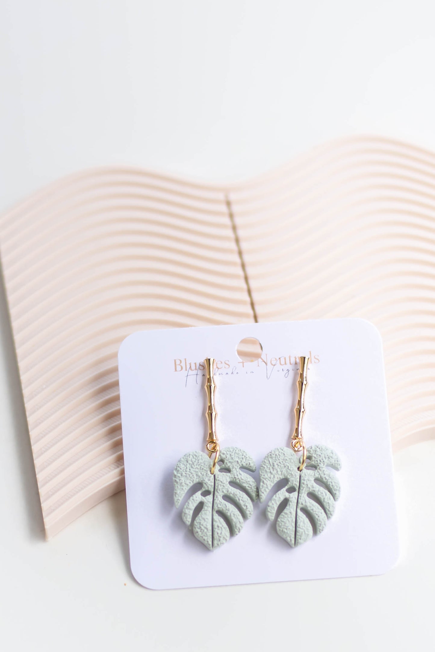 Textured Monstera Clay Earrings