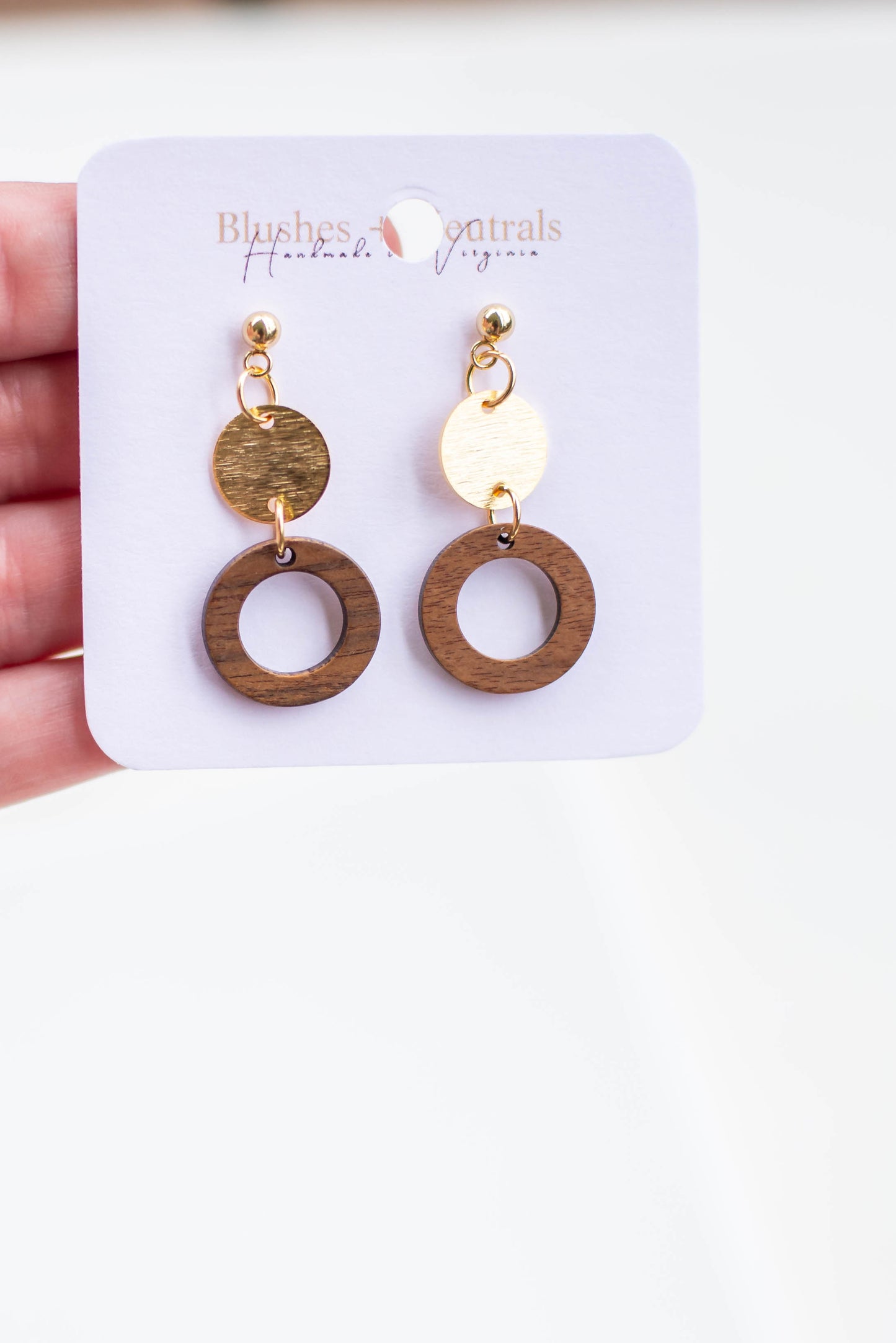 Gold and Wood Earrings