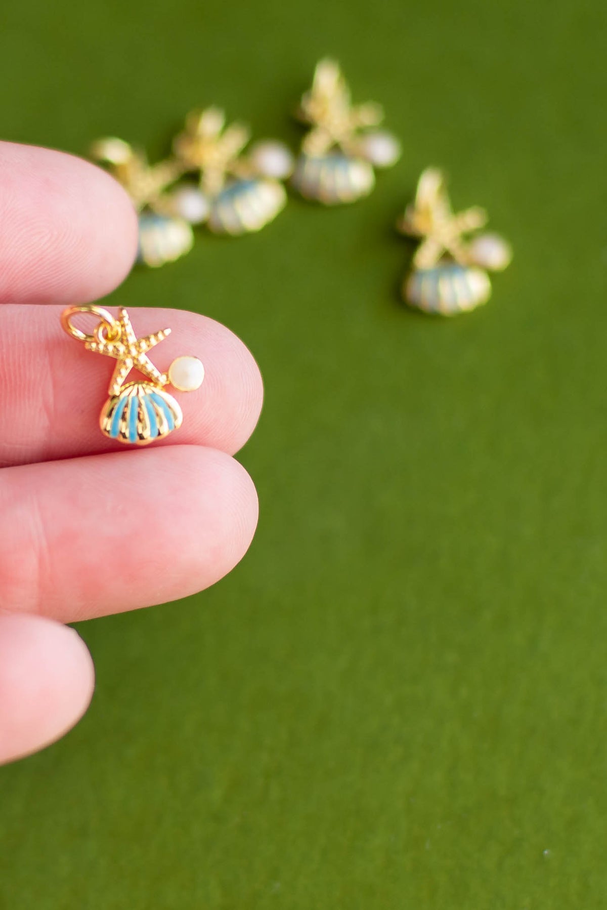 Adorable Gold Oyster & Starfish Charm- 4 Pcs.