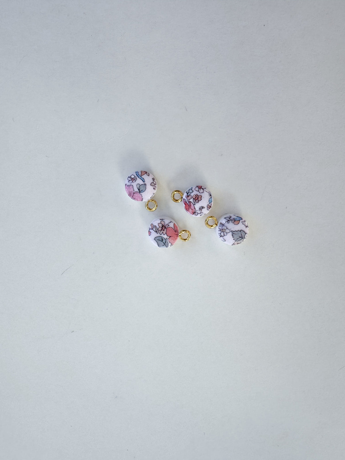 Handmade Floral Polymer Clay Bead Charms- 4 Pcs.