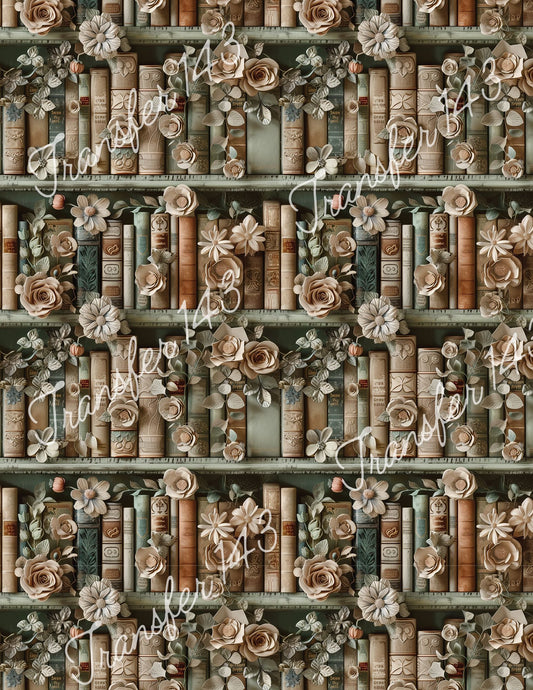TP143 Floral Bookshelf Transfer Paper