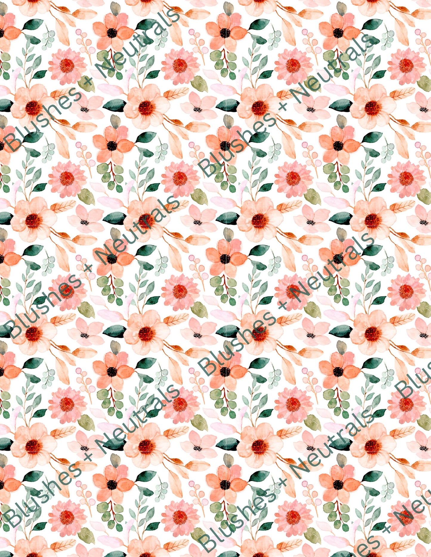 TP87- Peach Floral Transfer