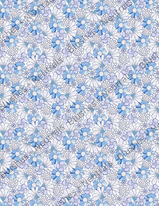 TP100- Blue Floral Transfer Paper