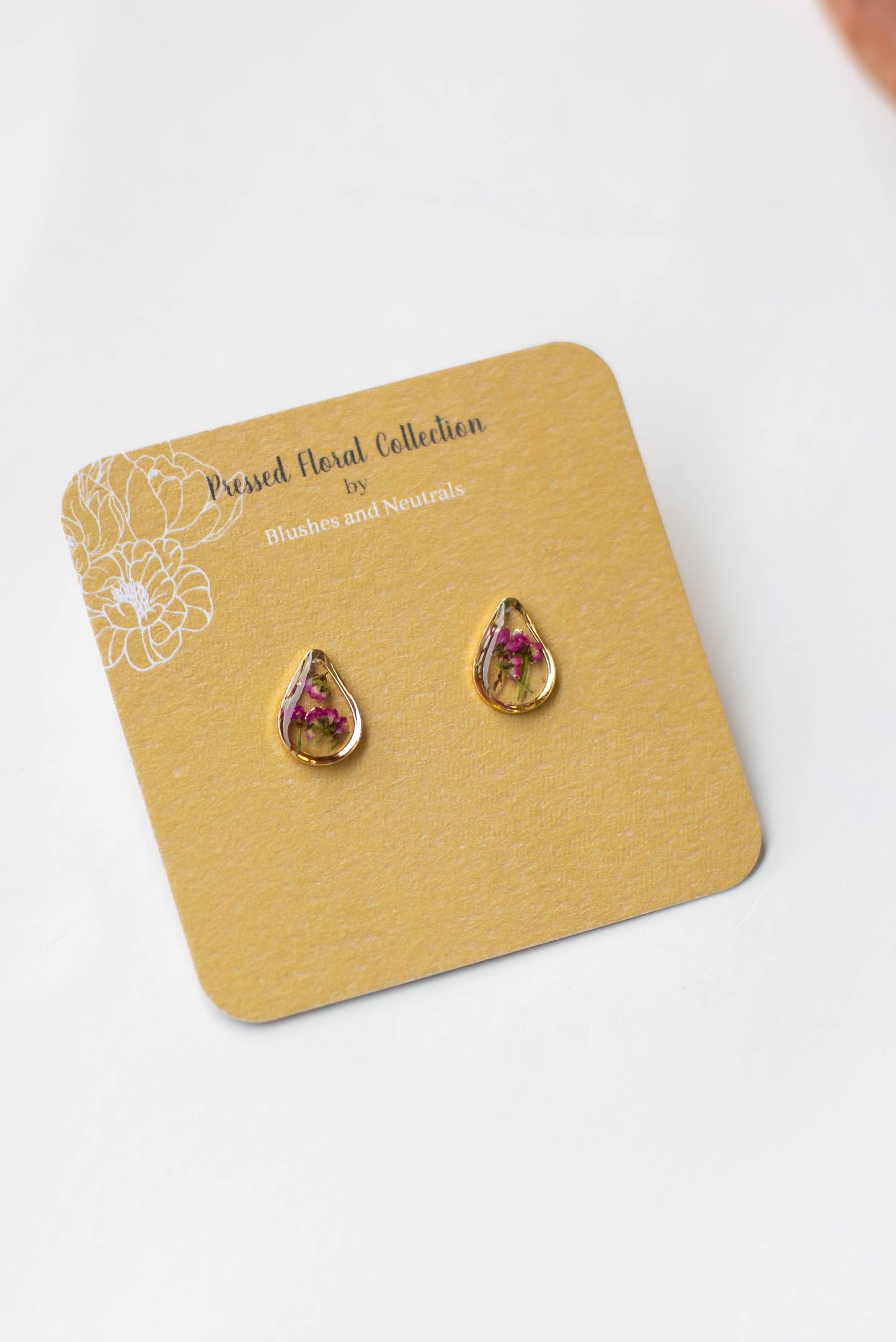 Pink Pressed Flower Studs