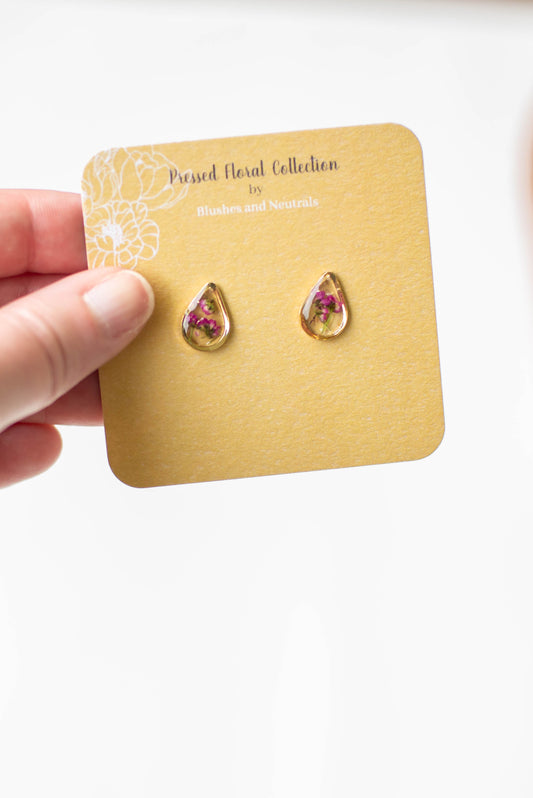 Pink Pressed Flower Studs