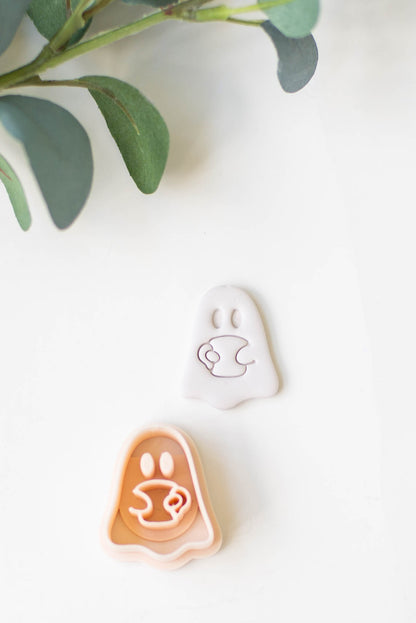 Ghost with Coffee Cup Clay Cutter