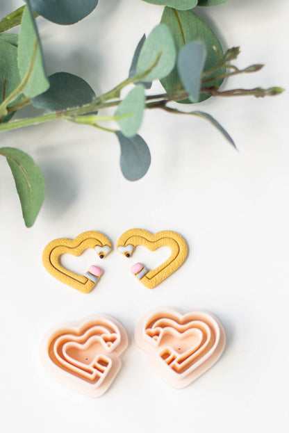 Pencil Heart Clay Cutters