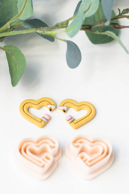 Pencil Heart Clay Cutters