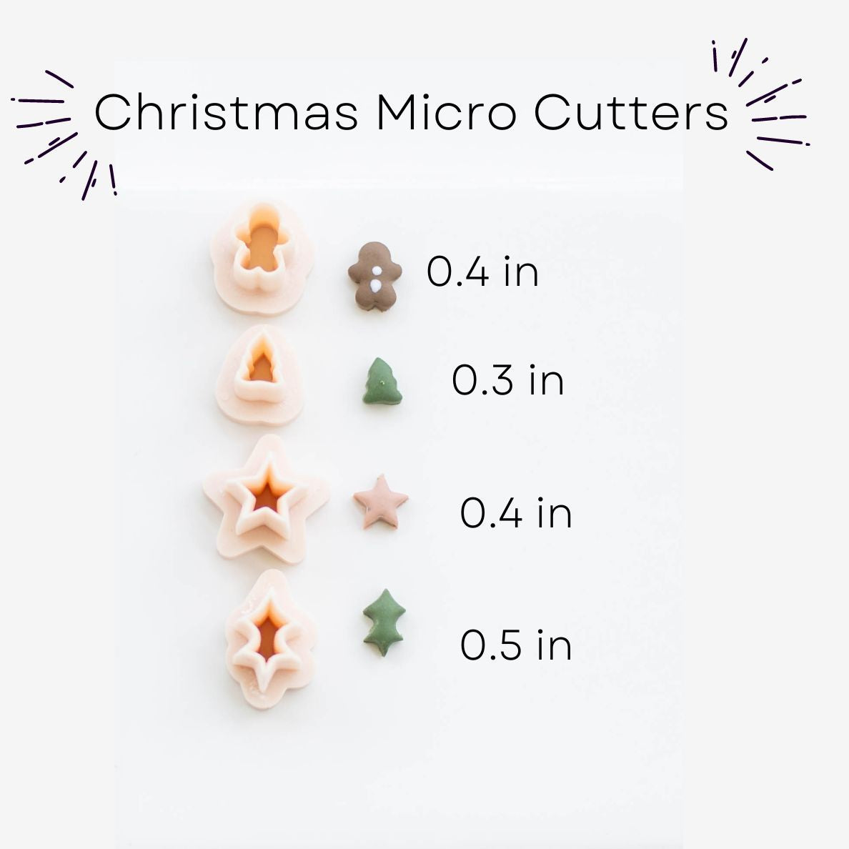 Christmas Clay Micro Cutter Set - 4 Holiday Cutters