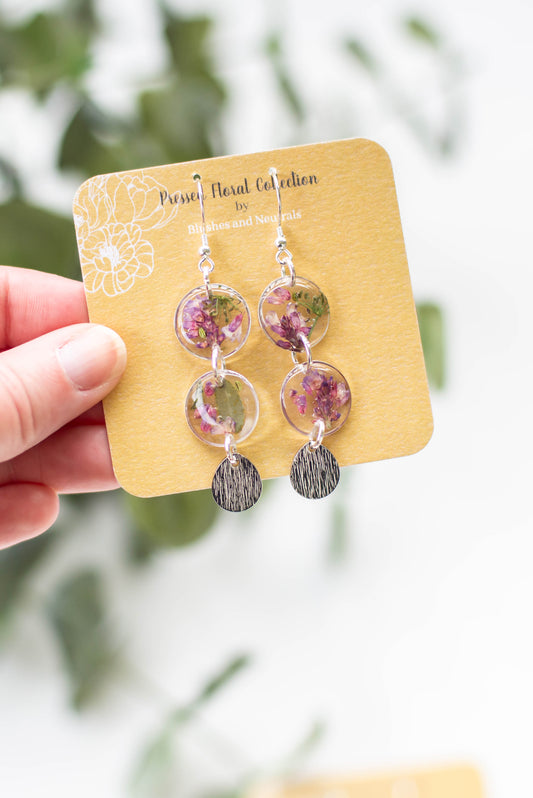 Silver Pressed Flower Dangles