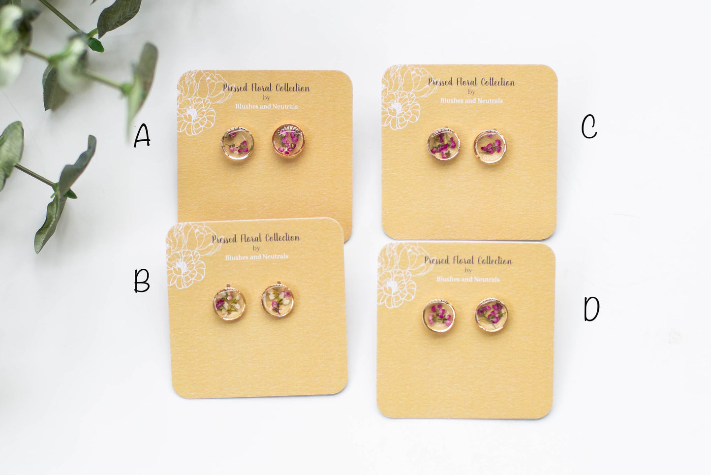 Pressed Flower Stud Earrings