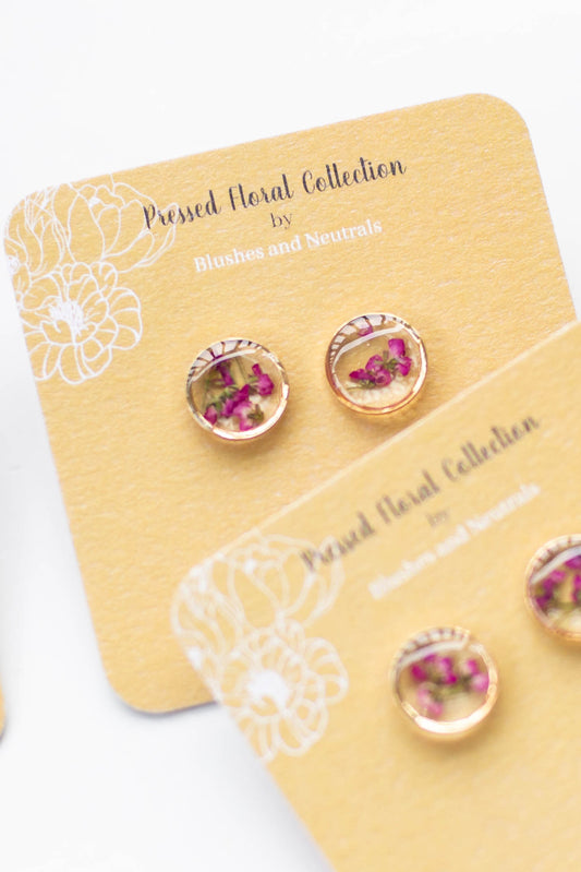 Pressed Flower Stud Earrings