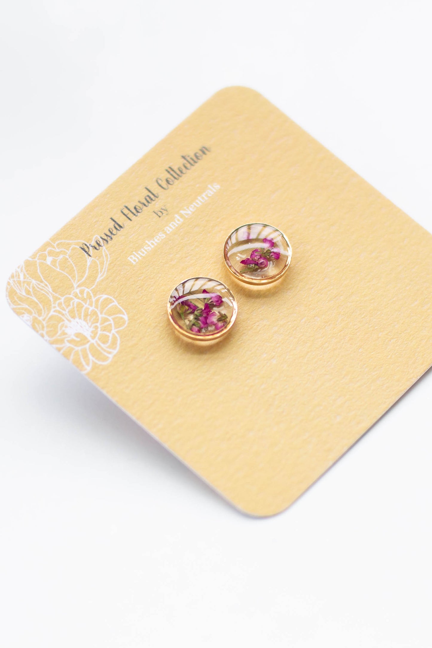 Pressed Flower Stud Earrings