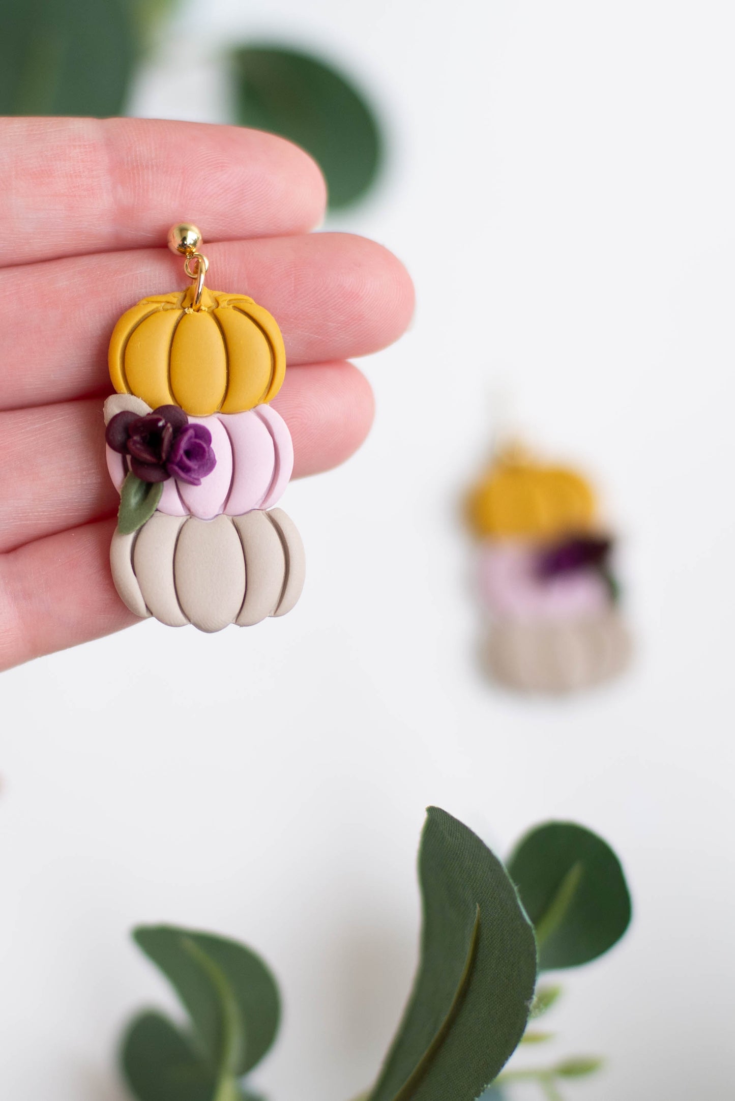 Floral Pumpkin Stack Dangles