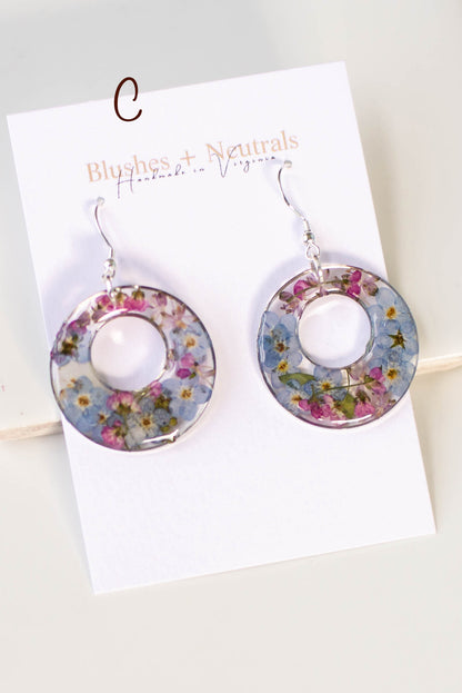 Silver Pressed Flower Earrings