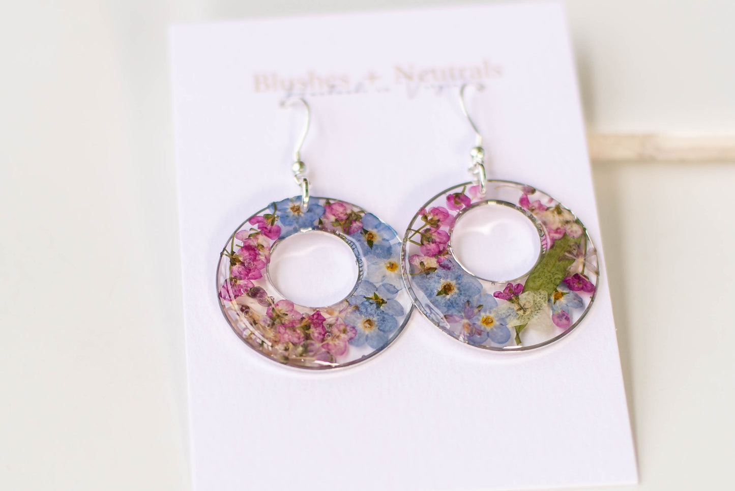 Silver Pressed Flower Earrings