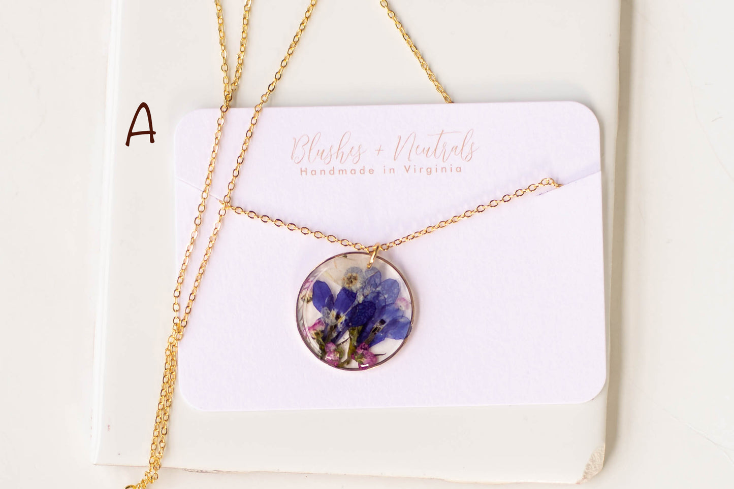 Gold Pressed Flower Necklace