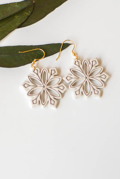 Large Snowflake Clay Earrings