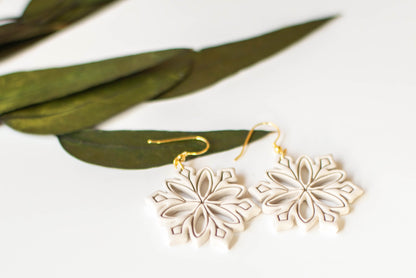 Large Snowflake Clay Earrings