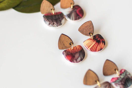 "Embroidered Look" Floral Earrings