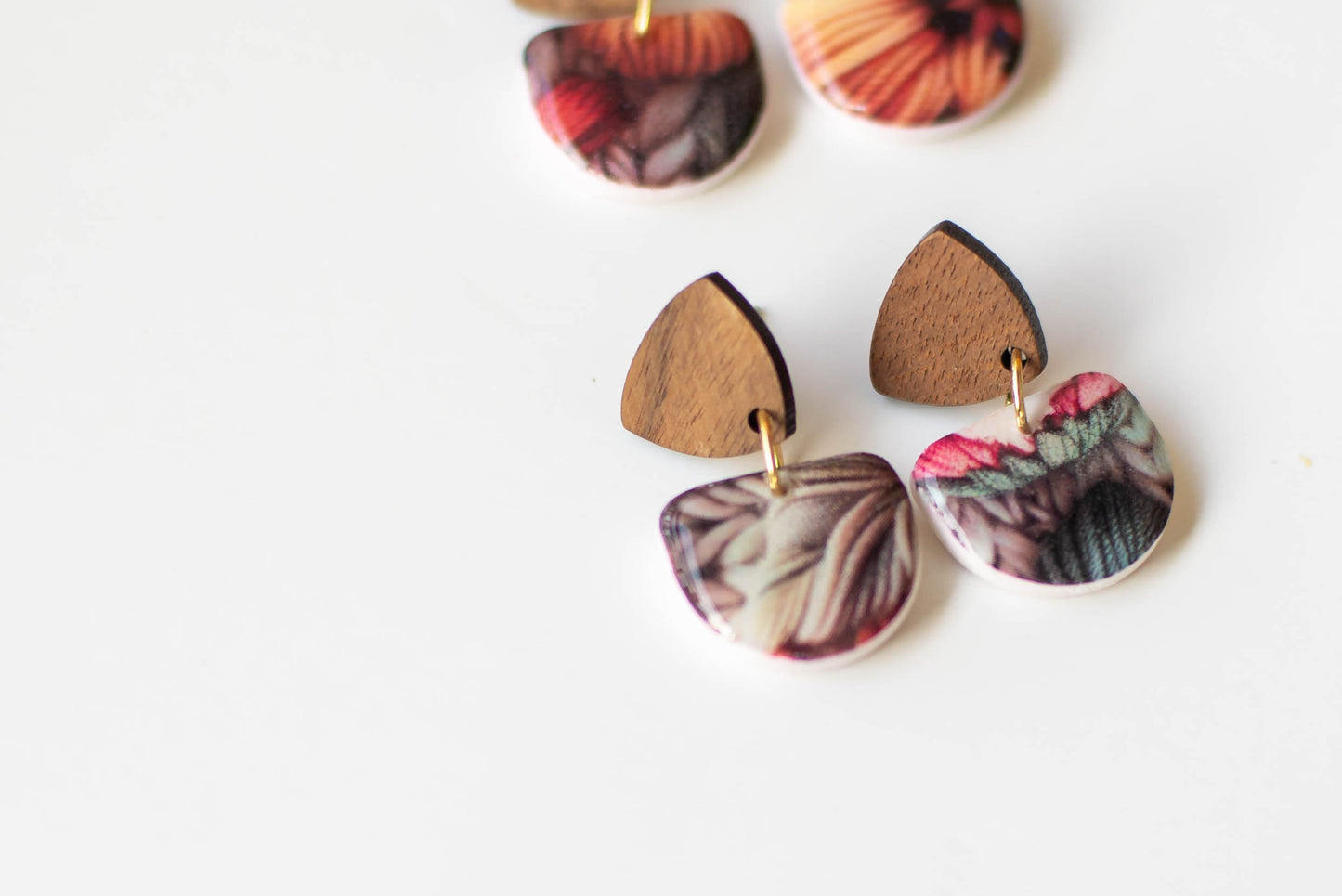 "Embroidered Look" Floral Earrings