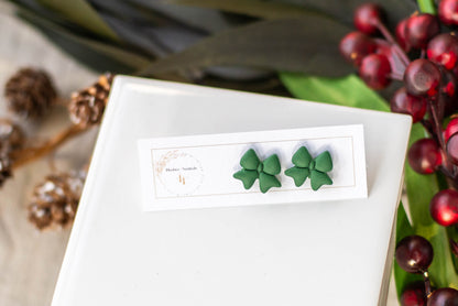 Green Bow Stud Earrings