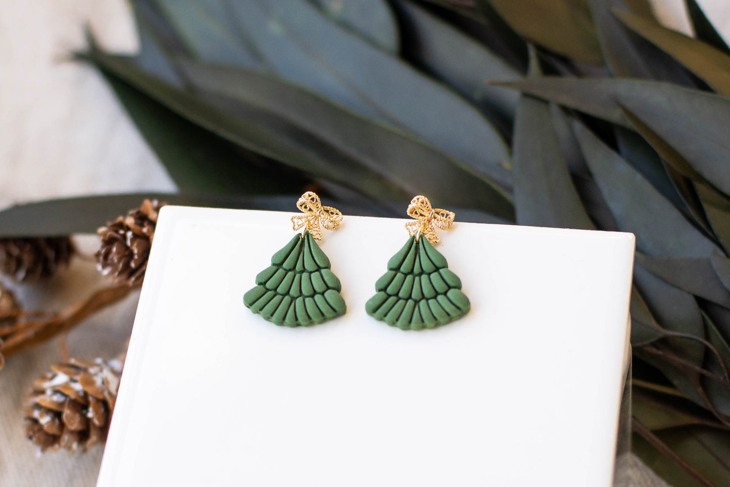 Scalloped Christmas Tree Earrings