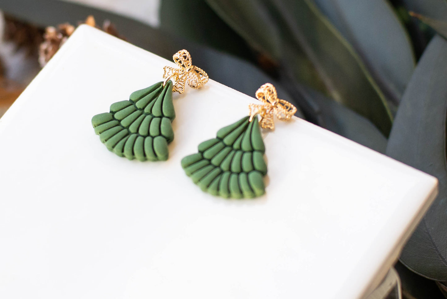 Scalloped Christmas Tree Earrings