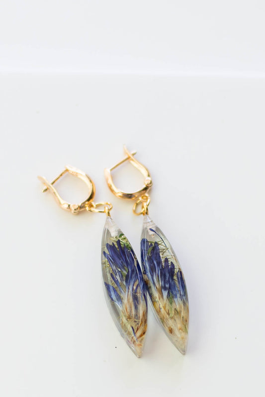 Purple Aster Pressed Flower Earrings