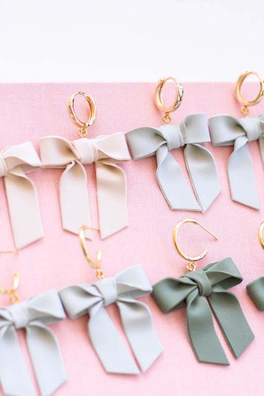 Handmade Bow Clay Earrings