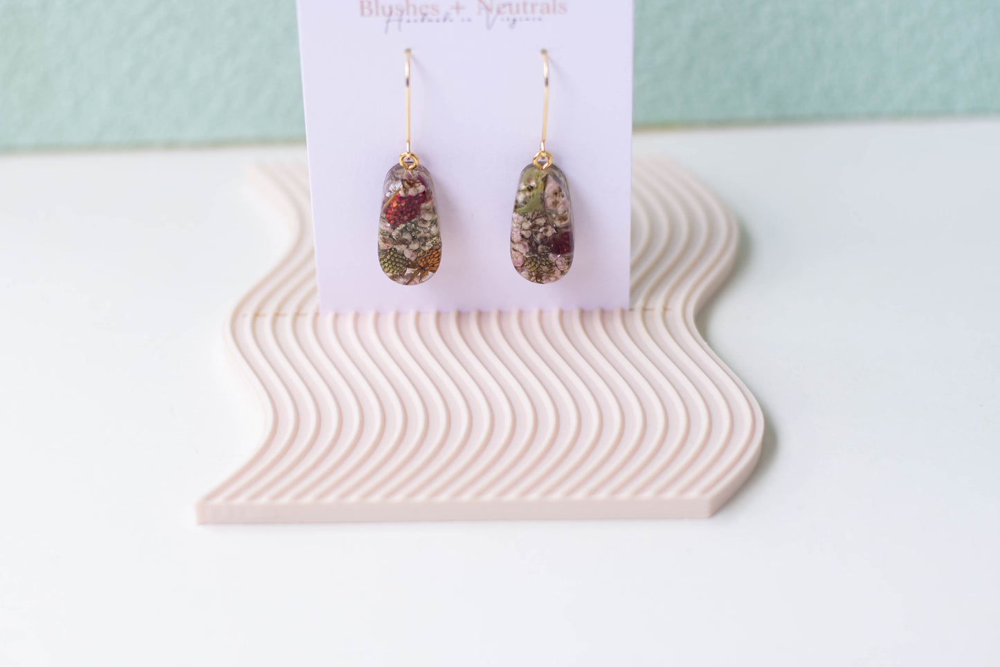Pressed Flower and Dried Strawberry Earrings
