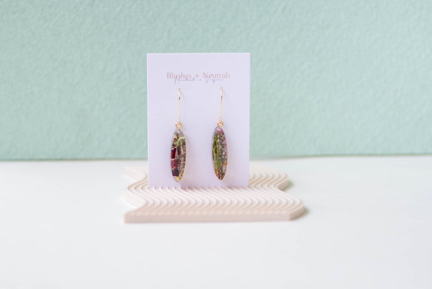 Pressed Florals and Dried Strawberry Earrings