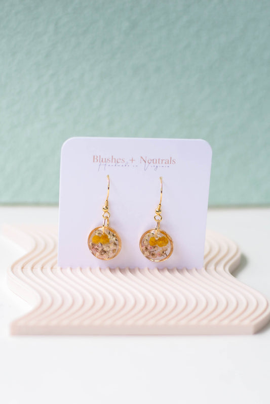 Dried Mimosa Flower Earrings