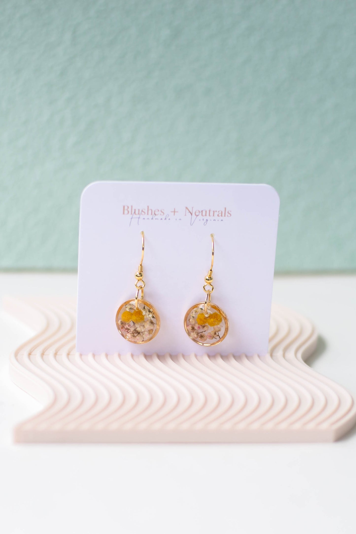 Dried Mimosa Flower Earrings