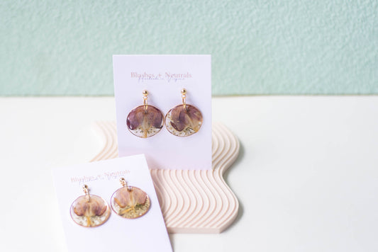 Pressed Slipper Flower Earrings