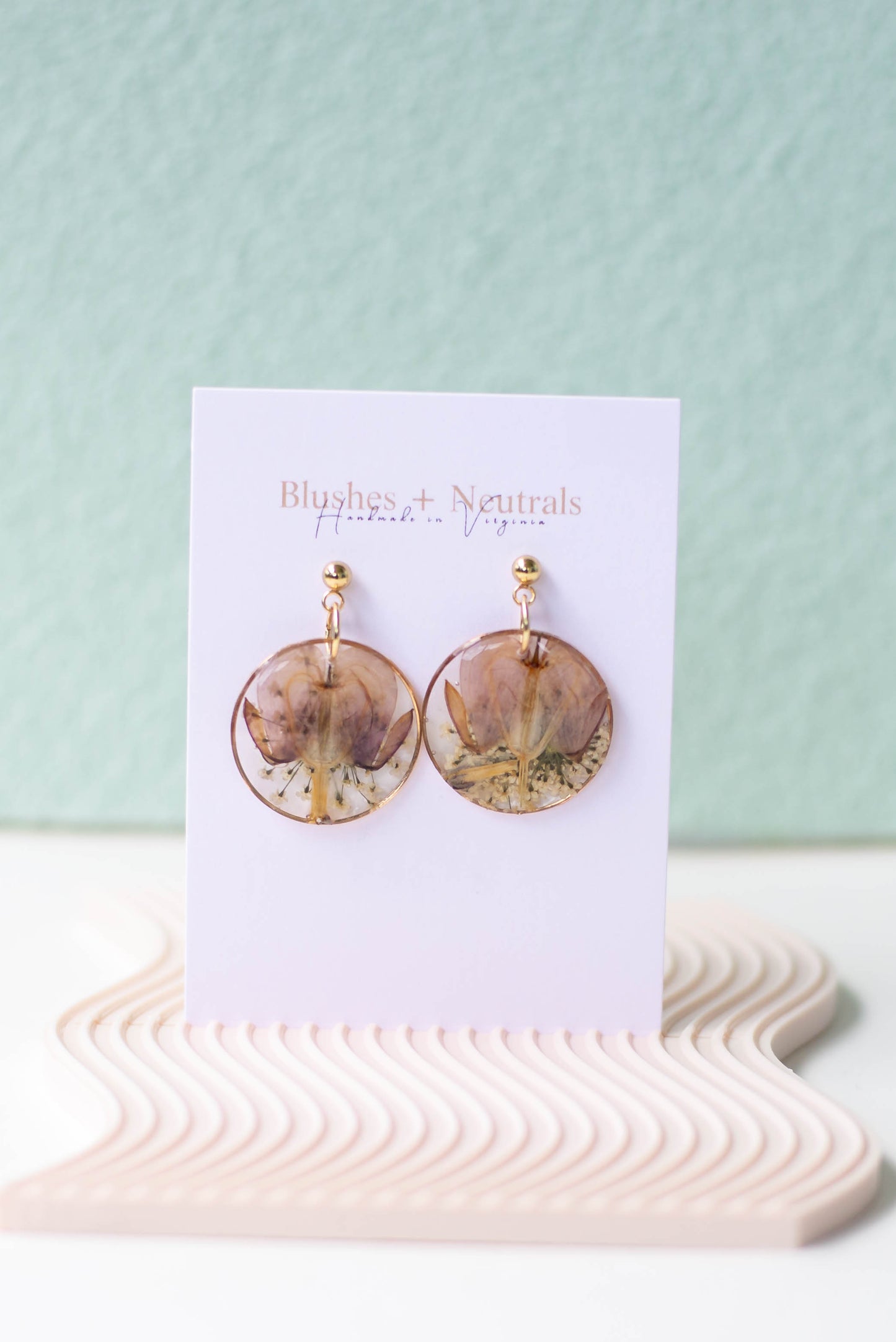 Pressed Slipper Flower Earrings