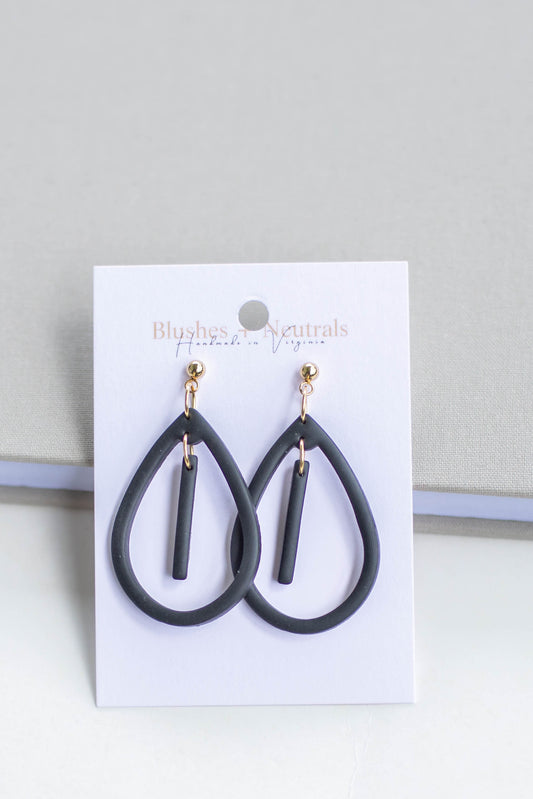 Black Teardrop Clay Dangles
