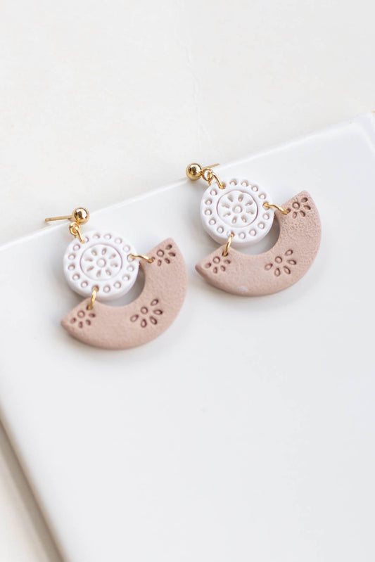 Embossed Neutral Clay Earrings