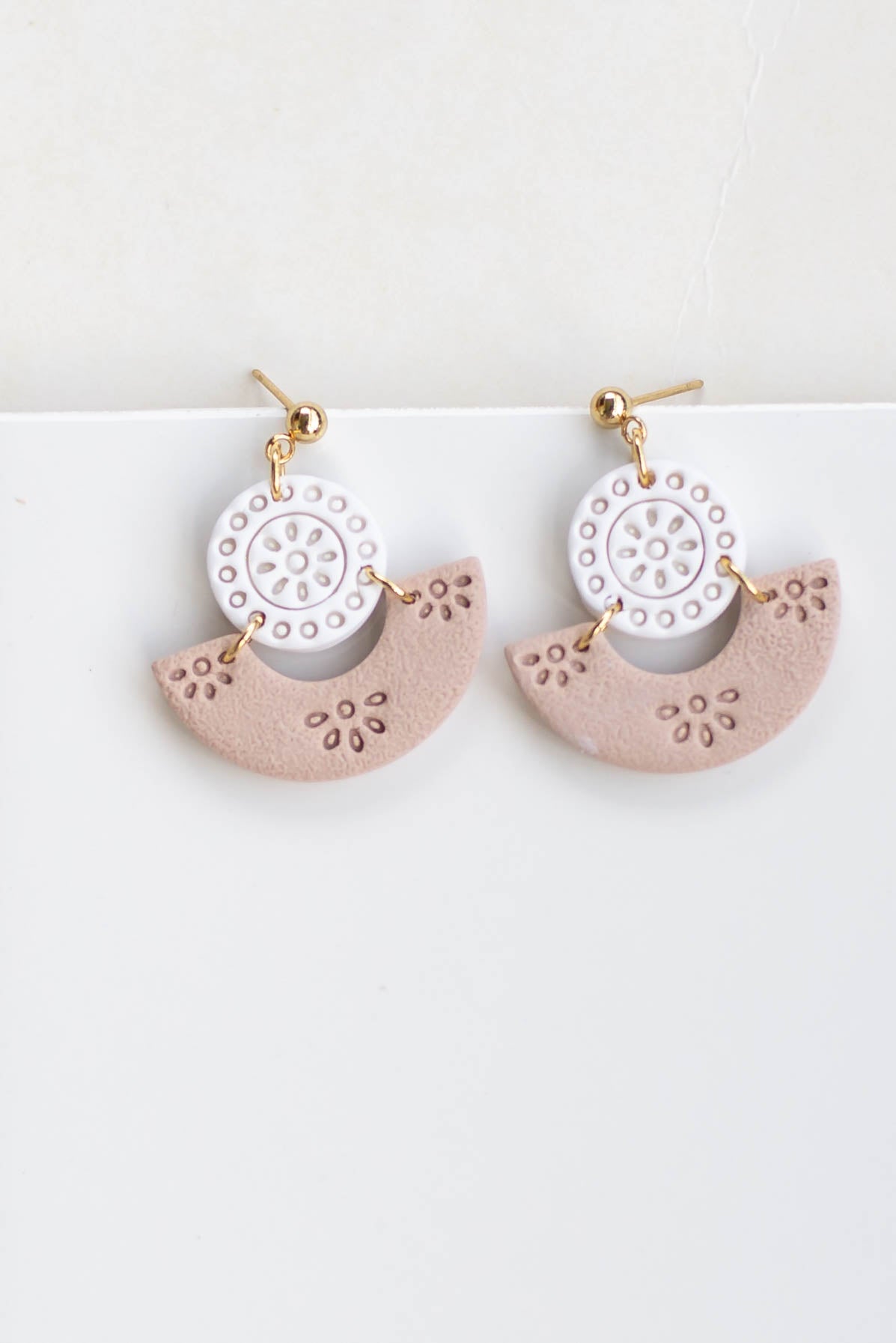 Embossed Neutral Clay Earrings