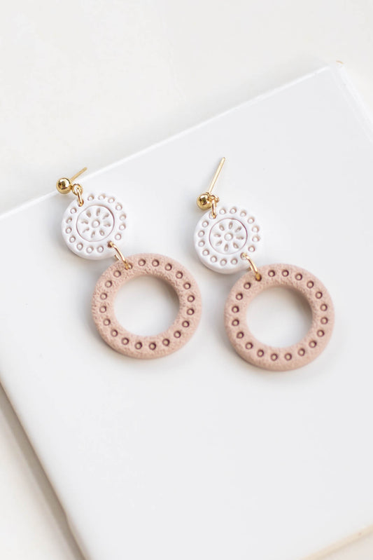 White and Tan Neutral Earrings