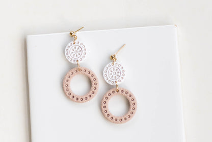 White and Tan Neutral Earrings