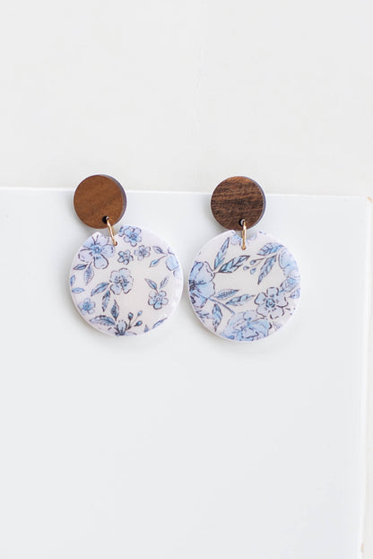Blue Floral Clay Earrings