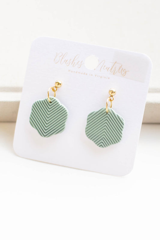 Green Chevron Earrings