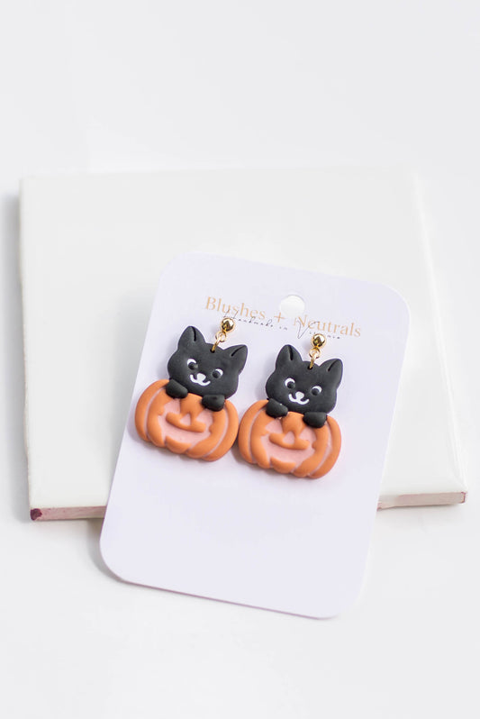 Cat in Pumpkin Dangles