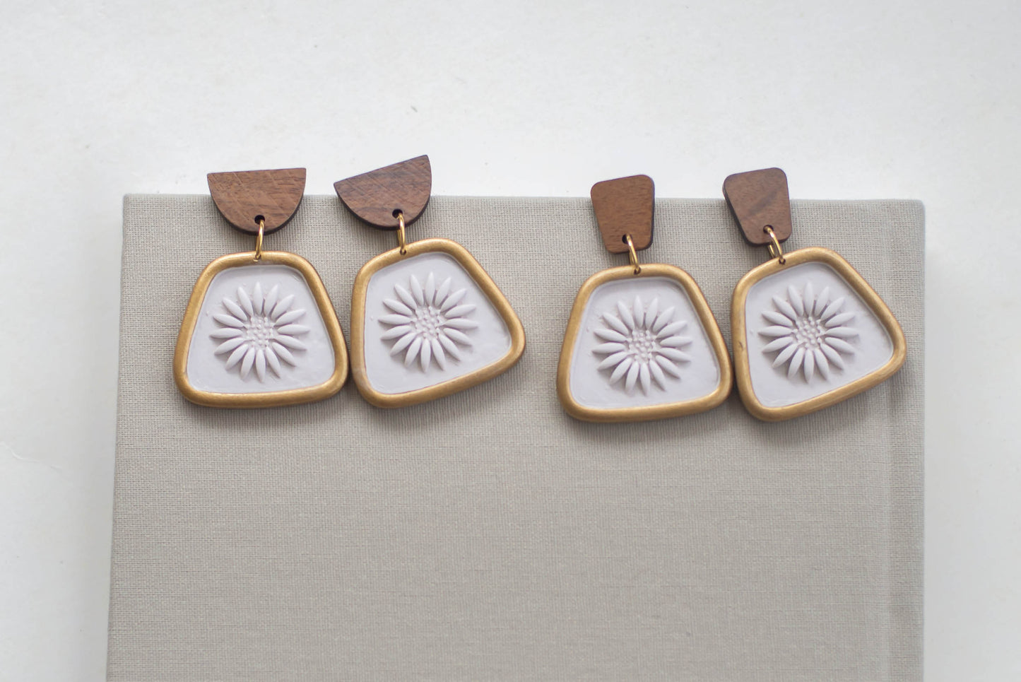 Gold Rimmed Sunflower Earrings