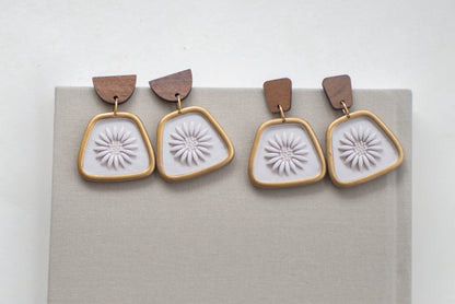 Gold Rimmed Sunflower Earrings